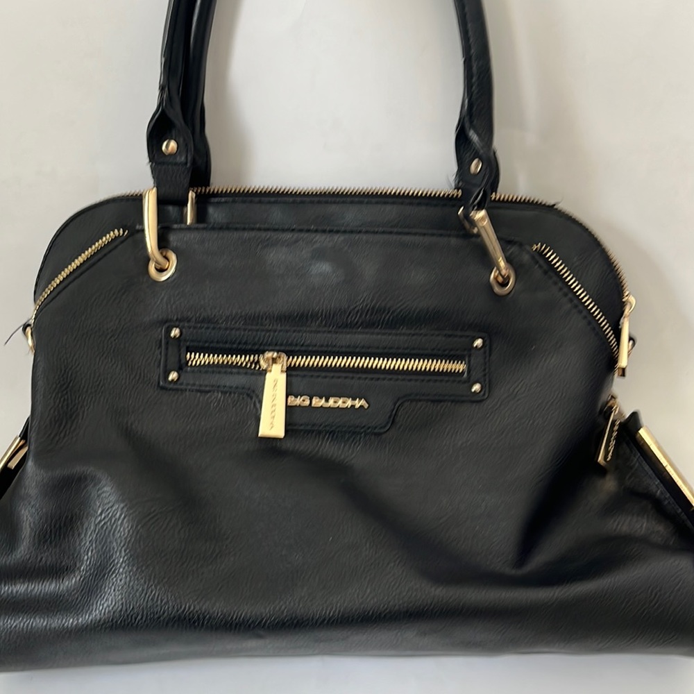 Black Vegan Leather BIG BUDDHA Dome Satchel